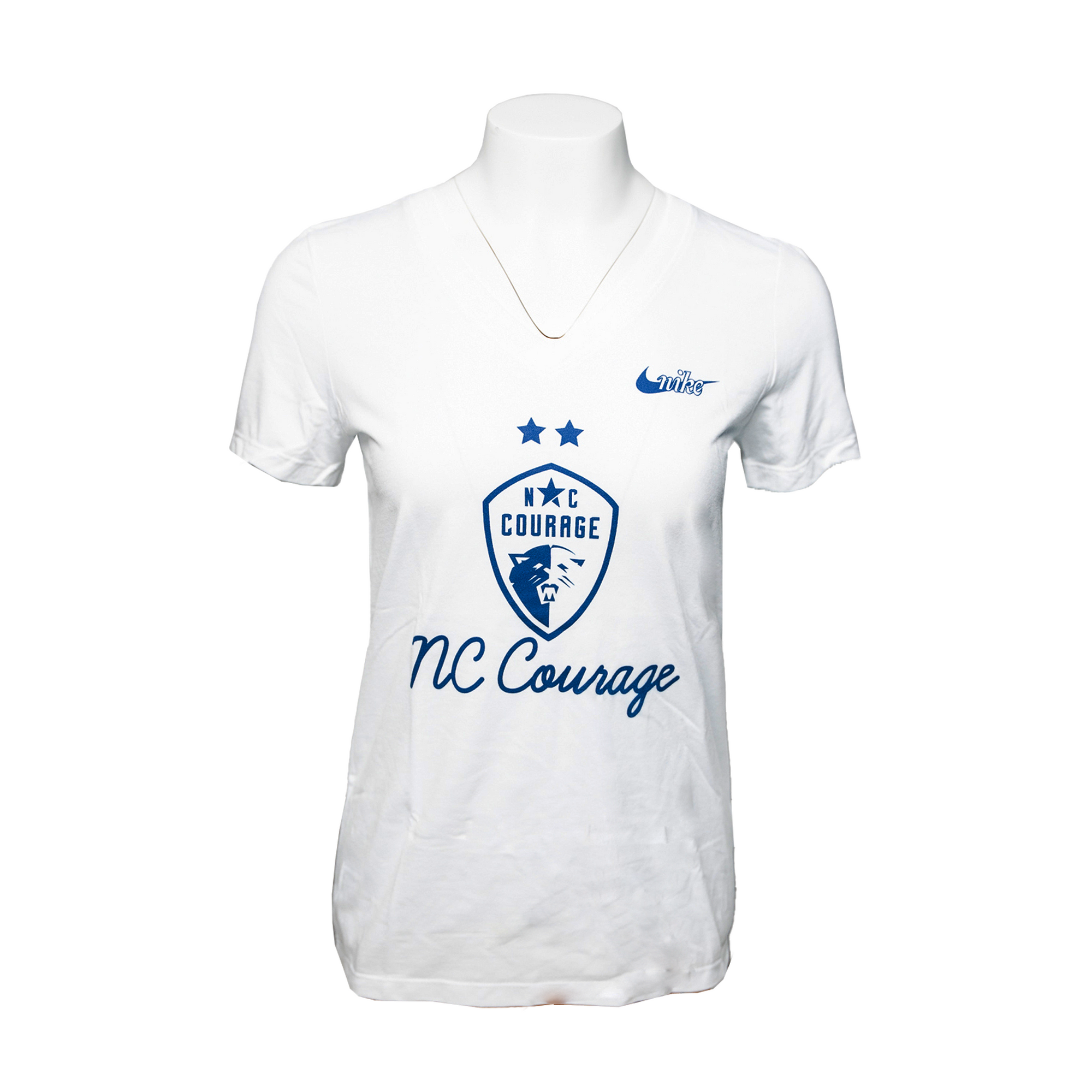 NC Courage Women's White Tri-Blend V-Neck Tee