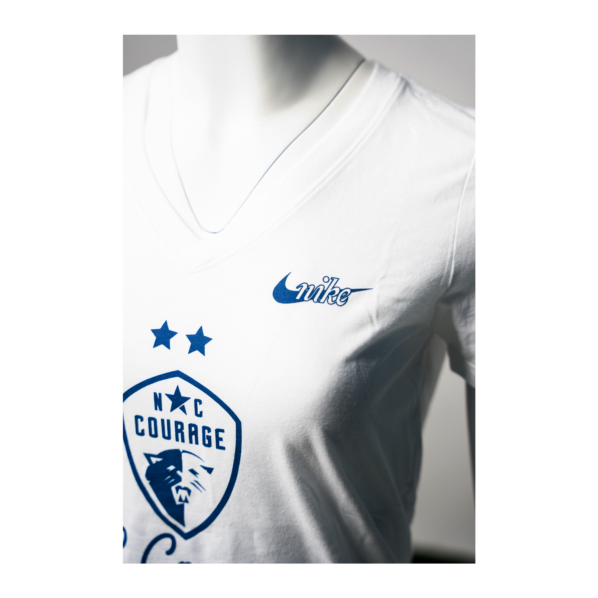 NC Courage Women's White Tri-Blend V-Neck Tee
