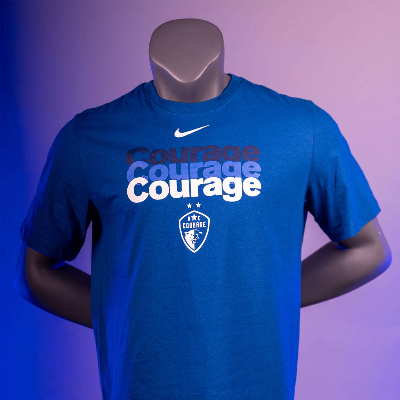 NC Courage Gym Blue Repeating Courage Tee