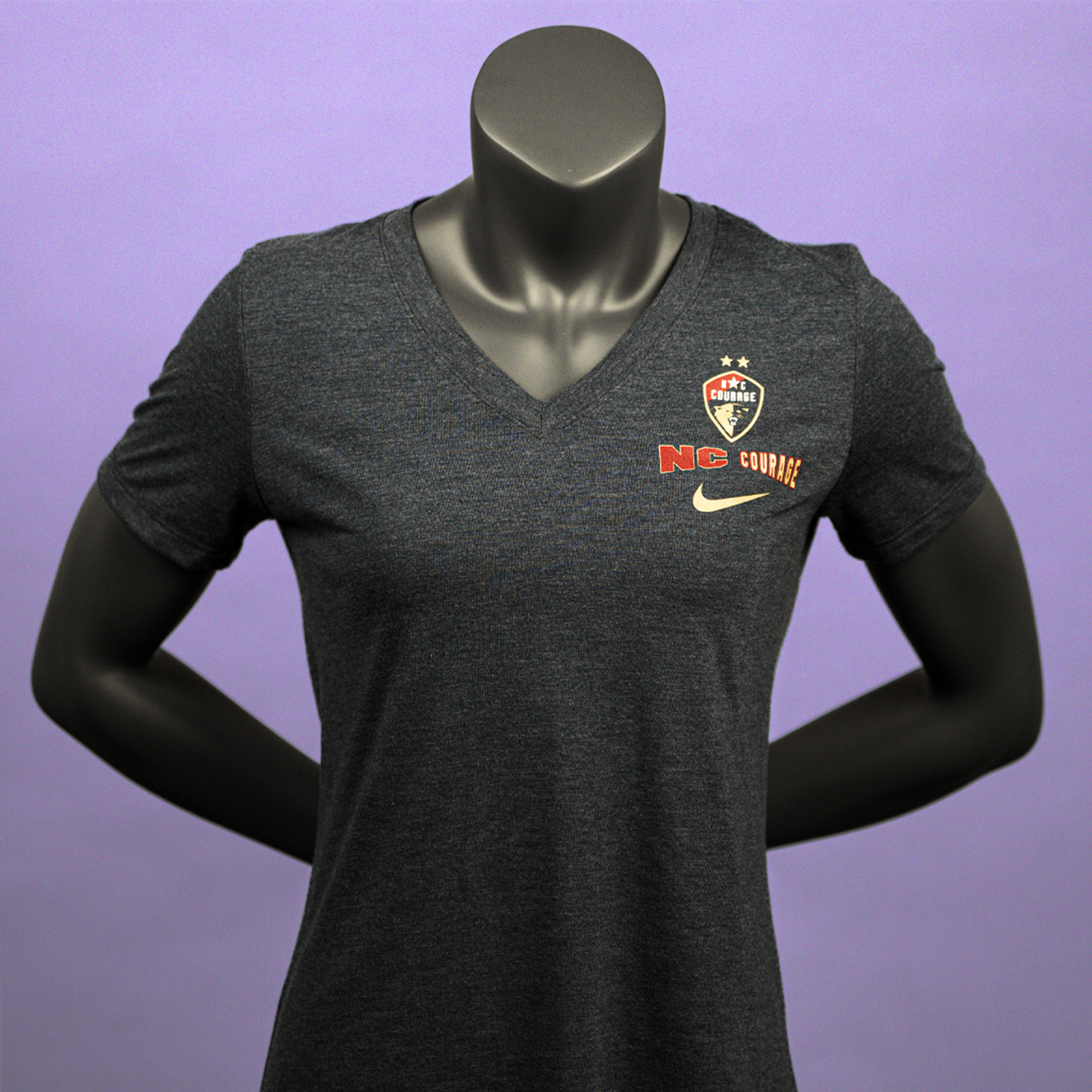 NC Courage Women's Navy Triblend V-Neck Tee