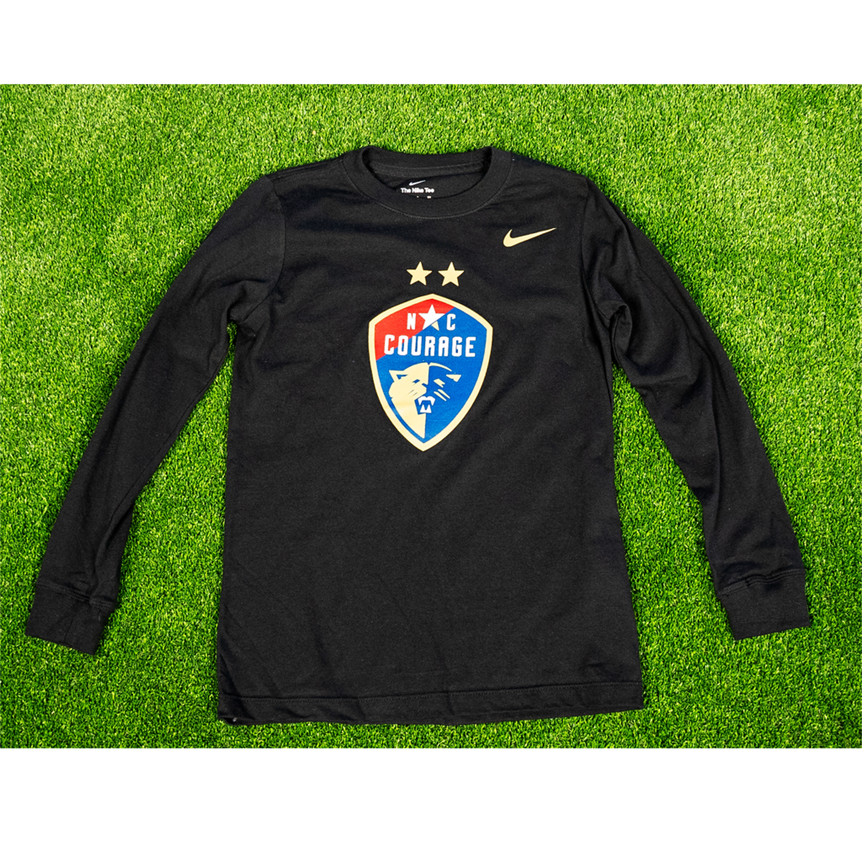 NC Courage Youth Black Cotton Longsleeve Tee